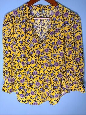 Margaret O’Leary 100% Silk Floral Blouse Top | Size Medium